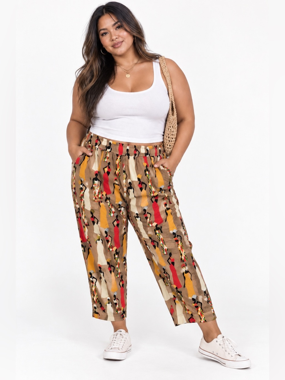 Antthony Originals Pull On Stretch Pants Size 2X African Ladies Print